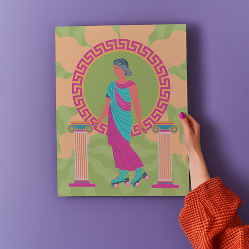 Roller Skating Grecian Goddess Art Print
